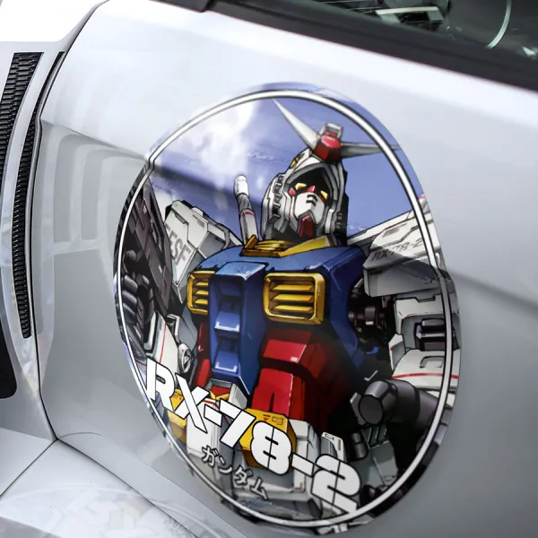 2x Pair RX-78-2 v1 Amuro Ray Earth Federation Forces E.F.F. White Devil Zeon Armor Mecha Anime Manga  Meatball Car Door Circle Printed Vinyl Sticker Decal>
