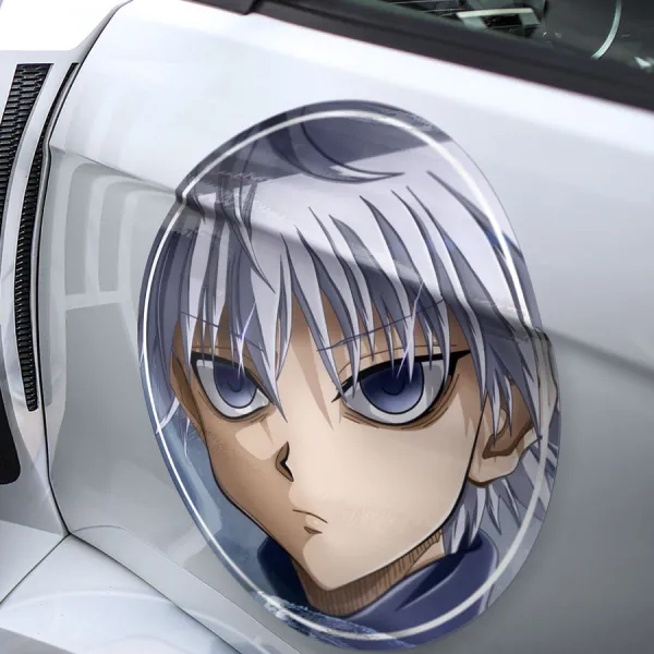 2x Pair Killua Zoldyck v1 Godspeed Rookie Assassin Yo-Yo Lightning Nen Prodigy Shounen Sidekick Gon Anime Manga Meatball Car Door Circle Printed Vinyl Sticker Decal>