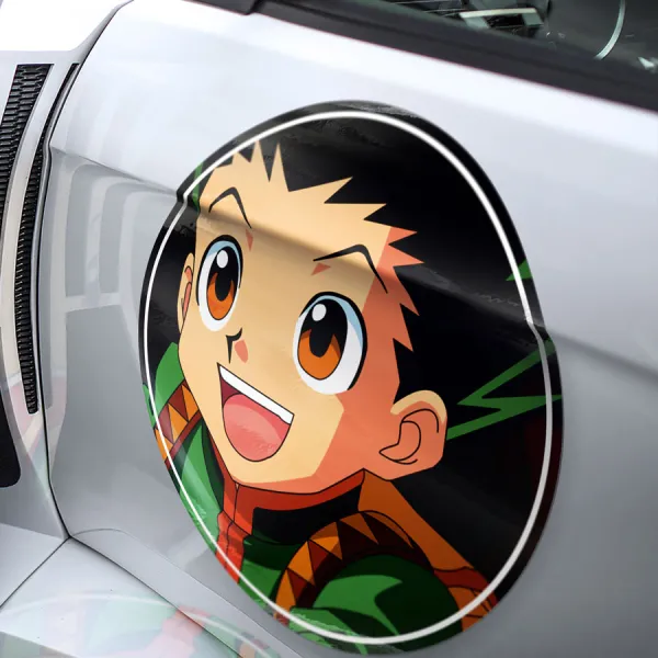 2x Pair Gon Freecss v3 Kun Nen Prodigy Rookie Jajanken Rock Paper Scissors Killua Zoldyck Anime Manga Meatball Car Door Circle Printed Vinyl Sticker Decal>