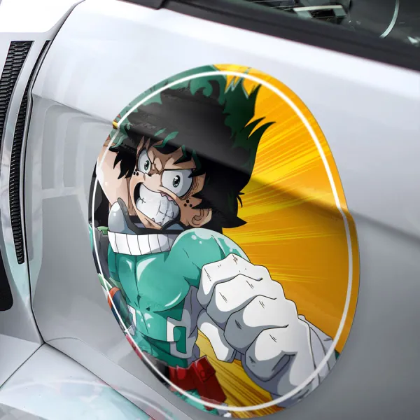 2x Pair Izuku Midoriya v1 Deku One For All Smash Quirk Shie Hassaikai Raid Team U.A. High School  Anime Manga Meatball Car Door Circle Printed Vinyl Sticker Decal>