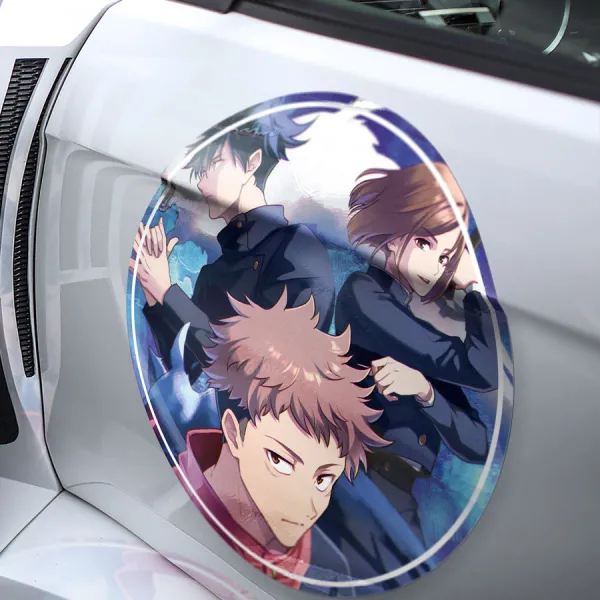 2x Pair Megumi Fushiguro Yuji Itadori Nobara Kugisaki v1 Sorcerer Sukuna Finger Hammer Nails Straw Doll Anime Manga Meatball Rondels Door Circle Printed Vinyl Sticker Decal>