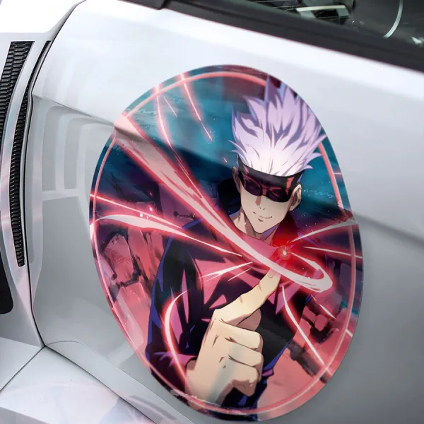 2x Pair Satoru Gojo v1 Special Grade Sorcerer Limitless Six Eyes Blindfold Senpai Anime Manga Meatball Rondels Door Circle Printed Vinyl Sticker Decal>