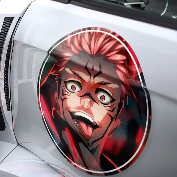 2x Pair Yuji Itadori v2 Sorcerer Megumi Ryomen Sukuna Vessel Finger Disgraced One Anime Manga Meatball Rondels Door Circle Printed Vinyl Sticker Decal>