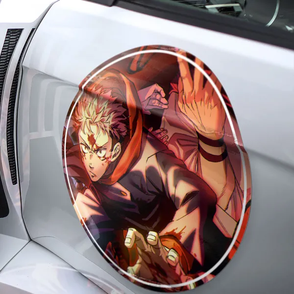 2x Pair Yuji Itadori v2 Sorcerer Megumi Ryomen Sukuna Vessel Finger Disgraced One Anime Manga Meatball Rondels Door Circle Printed Vinyl Sticker Decal>