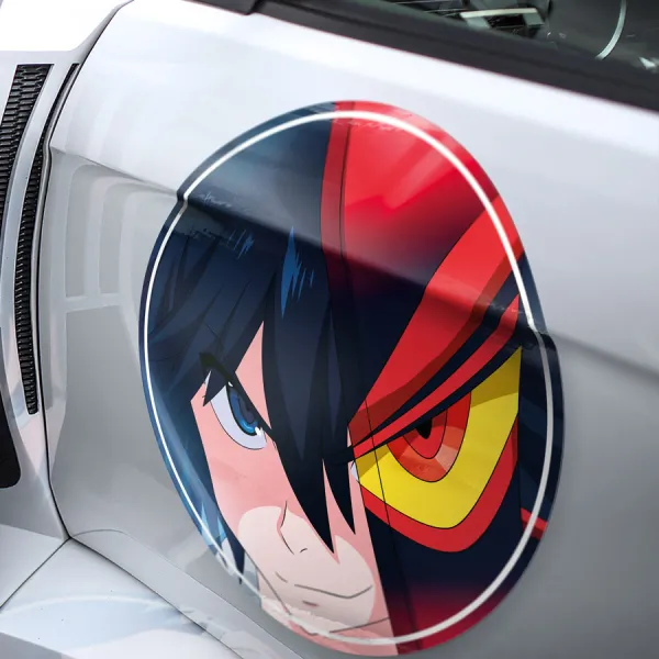 2x Pair Ryuko Matoi v1 Scissor Senketsu Goku Honnouji Nudist Beach REVOCS Anime Manga Meatball Car Door Circle Printed Vinyl Sticker Decal>