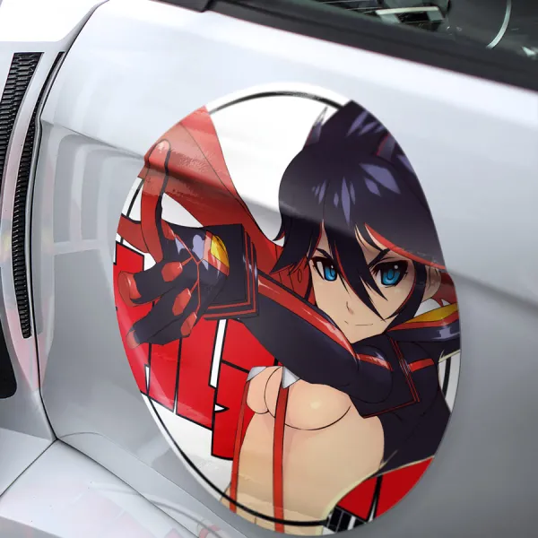 2x Pair Ryuko Matoi v2 Scissor Senketsu Goku Honnouji Nudist Beach REVOCS Anime Manga Meatball Car Door Circle Printed Vinyl Sticker Decal>