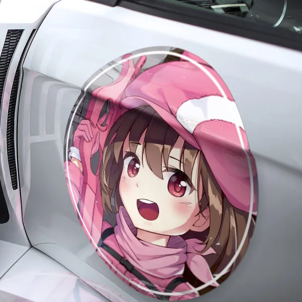 2x Pair Kohiruimaki Karen LLENN Pink Devil Ren Sword Gun P90 Squad Jam LM LF LPFM Anime Manga Meatball Car Door Circle Printed Vinyl Sticker Decal>