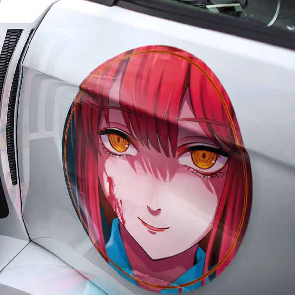 2x Pair Makima v1 Public Safety Devil Hunter Head Control Nayuta Waifu Hot Senpai Anime Manga Meatball Rondels Door Circle Printed Vinyl Sticker Decal>