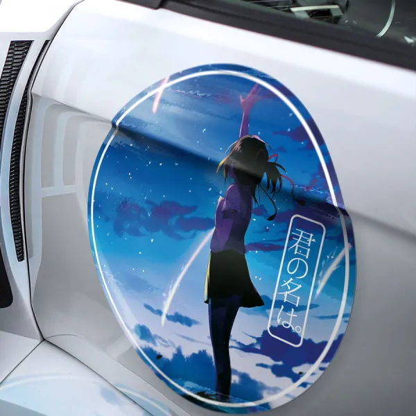 2x Pair Comet Tiamat Mitsuha Miyamizu Taki Tachibana Souls Stars Night Sky Itomori Anime Manga Meatball Car Door Circle Printed Vinyl Sticker Decal>