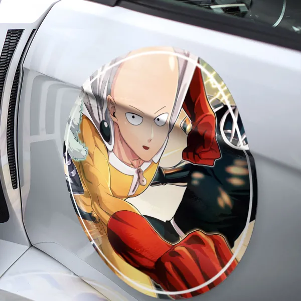 2x Pair Saitama Senpai Caped Baldy A-Class Rank 39 Hero Power The Fist Z City Anime Meatball Rondels Door Circle Printed Vinyl Sticker Decal>