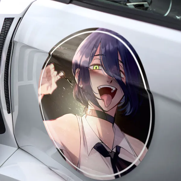 2x Pair Reze v2 Lady Bomb Girl Devil Tokyo Special Division Hybrid Waifu Sexy Hot Senpai Anime Manga Meatball Rondels Door Circle Printed Vinyl Sticker Decal>