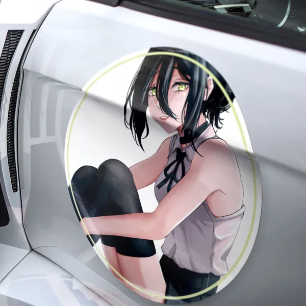 2x Pair Reze v1 Lady Bomb Girl Devil Tokyo Special Division Hybrid Waifu Sexy Hot Senpai Anime Manga Meatball Rondels Door Circle Printed Vinyl Sticker Decal>