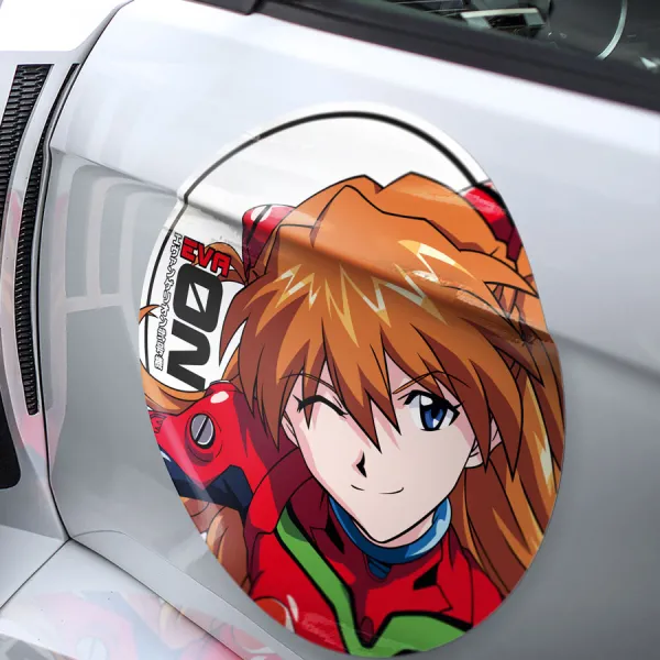 2x Pair Eva Unit 02 Pilot Asuka Langley Soryu Shikinami Angel NERV Seele Second Child Tsundere Queen Mecha Anime Manga Meatball Car Door Circle Printed Vinyl Sticker Decal>