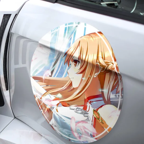 2x Pair Yuuki Asuna Berserk Healer Stacia RECT Inc Knights Blood Sexy Waifu Anime Girl Meatball Rondels Door Circle Printed Vinyl Sticker Decal>