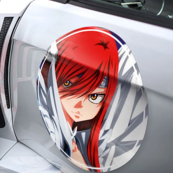 2x Pair Erza Scarlet Titania Queen Knight Sword S-Class Mage Team Natsu Oración Seis Tartaros Anime Manga Meatball Car Door Circle Printed Vinyl Sticker Decal>