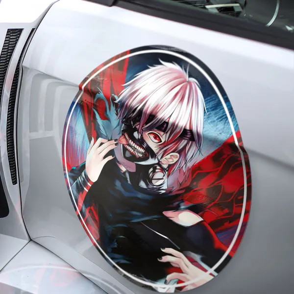 2x Pair Ken Kaneki One-Eyed King Eyepatch Kakugan Mask Zipper Kagune Anteiku CCG Goat Quinx Smile Teeth Anime Manga Meatball Car Door Circle Printed Vinyl Sticker Decal>