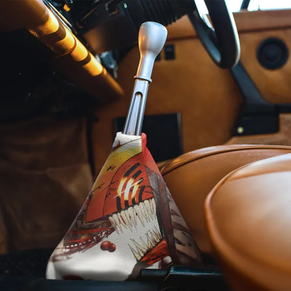 Denji v2 Public Safety Devil Hunter Pochita Saw Makima Squad Otaku Anime Manga Eco Leather Printed Car Shift Boot>