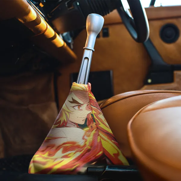 Kyojuro Rengoku v1 Flame Hashira Breathing Demon Corps Bug Eyes Blade Katana Weeb Otaku Anime Manga Eco Leather Printed Car Shift Boot>