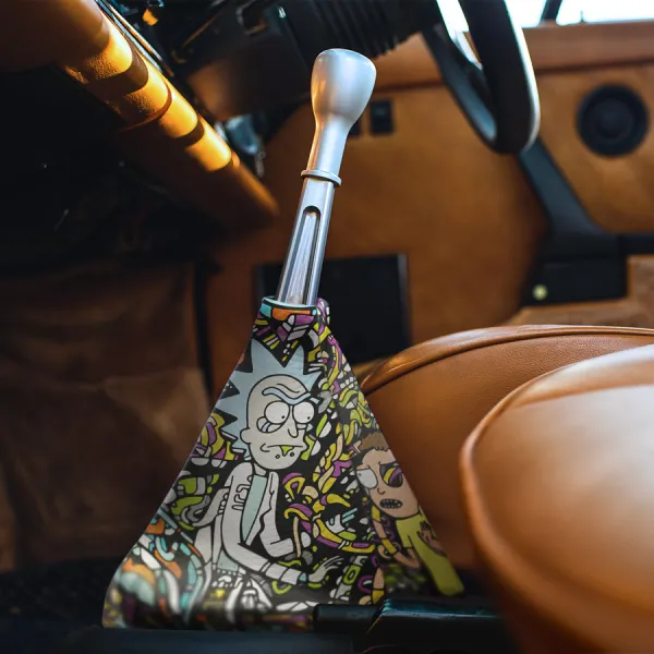 Cartoon Morty v1 Sanchez C-137 Pickle Toxic Lab Mad Scientist Green Portal Gun Multiverse Evil Wubalubadubdub Eco Leather Printed Car Shift Boot>