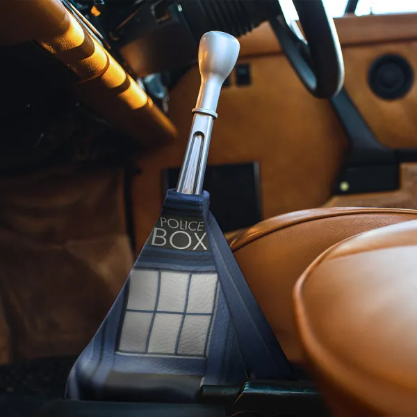 Tardis Blue Police Box Type 40 Time Machine Capsule Bigger On The Inside Master Dalek Lord Gallifrey Vortex Eco Leather Printed Car Shift Boot>