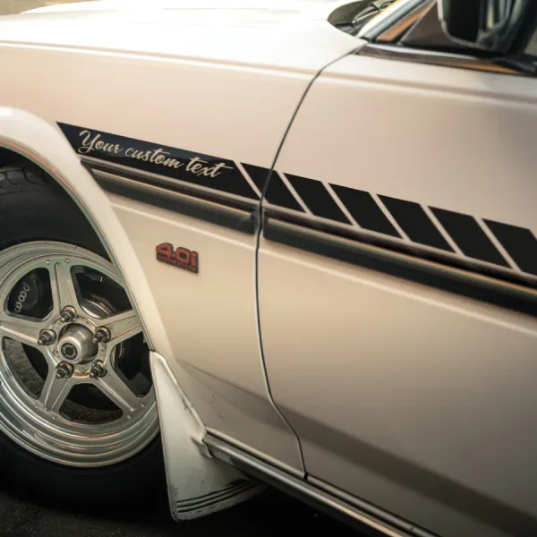 2x CUSTOM TEXT Side Body Stripes Racing Race Rally JDM Car Vinyl Sticker Decal>