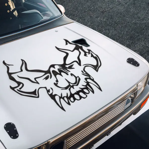 Hood Skull v5 Undead Dark Hell Rider Death Flathead Ribcage Grim Reaper Gearhead Crossbones Grinder Crusher Tribal Outlaw Gothic Car Vinyl Sticker Decal>