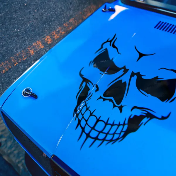 Hood Skull v1 Undead Dark Hell Rider Death Flathead Ribcage Grim Reaper Gearhead Crossbones Grinder Crusher Tribal Outlaw Gothic Car Vinyl Sticker Decal>