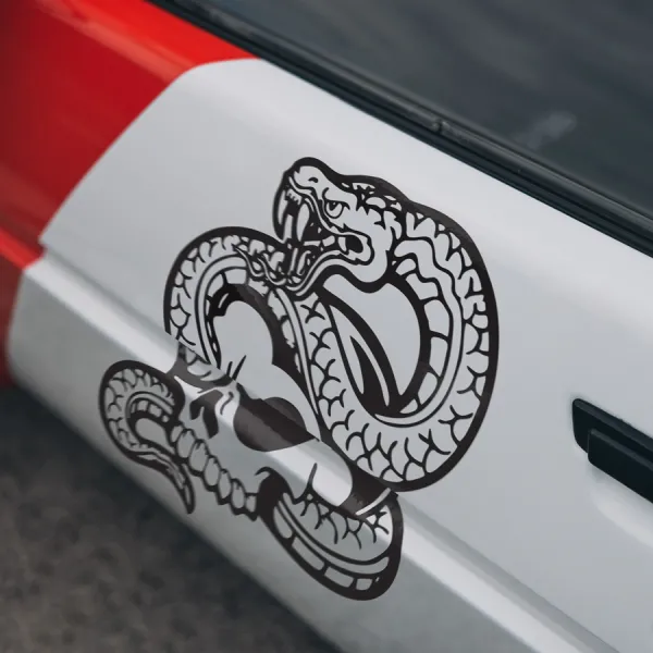 2x Pair Side Skull v2 Snake Grim Reaper Undead Dark Hell Rider Death Flathead Ribcage Gearhead Crossbones Grinder Crusher Tribal Outlaw Car Vinyl Sticker Decal>