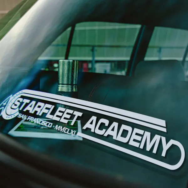 2x Pair Starfleet Academy Recruit Cadet Training Bridge Federation USS Enterprise Starship Klingon Car Vinyl Sticker Decal>