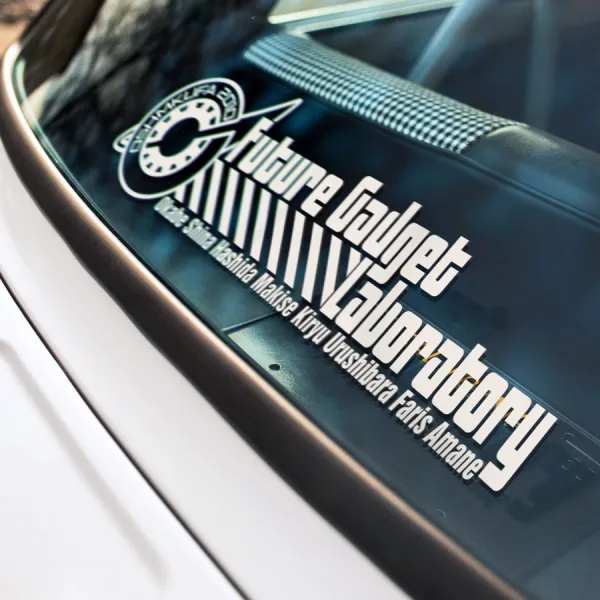 2x Pair OSHMKUFA 2010 Future Gadget Lab Rintaro Okabe Kurisu Makise Hashida Mayuri Shiina Amane Otaku Weeb Anime Manga Vinyl Sticker Decal>