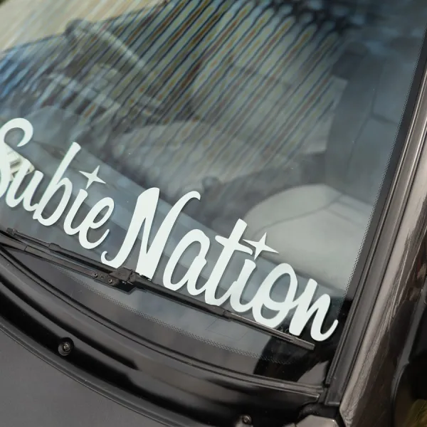 2x Pair Subie Nation Society Gang Turbo Charged Flutter Boost Power Engine Exhaust Racing Drift Rally Car Vinyl Sticker Decal>