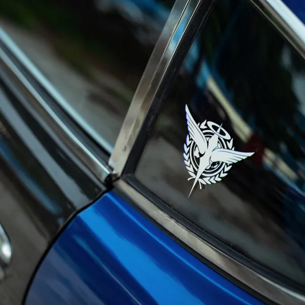 2x Pair Small Celestial Being Private Paramilitary Force Eradication of War Ptolemaios Team Trinity GN Observers Aeolia Schenberg Anime Manga Car Vinyl Sticker Decal>