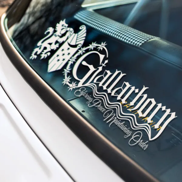 2x Pair Gjallarhorn Military Organization Peacekeeping Force Seven Stars Earth Sphere Ahab Frame Outer Orbit Joint Fleet Anime Manga Car Vinyl Sticker Decal>