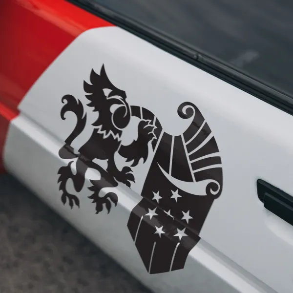 2x Pair Side Gjallarhorn Military Organization Peacekeeping Force Seven Stars Earth Sphere Ahab Frame Outer Orbit Joint Fleet Anime Manga Car Vinyl Sticker Decal>