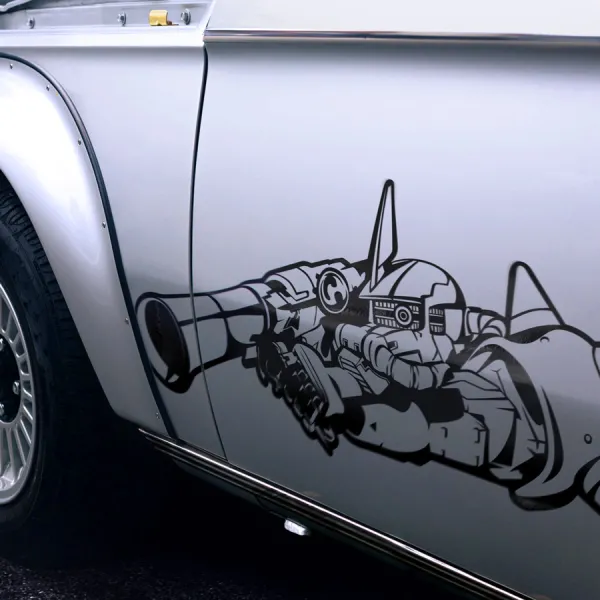 2x Pair Side MS-06S Zaku II Commander Type Red Comet Char Aznable Squadron Unit A12 Principality Zeon Axis Anime Manga Car Vinyl Sticker Decal>