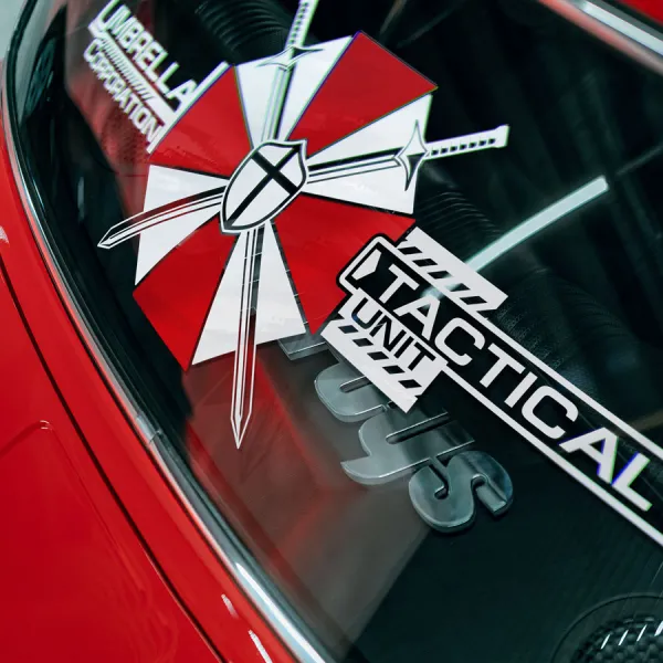 Umbrella Corporation Tactical Unit Special Forces Sword Shield Zombie Outbreak Raccoon City T G Virus Plagas Nemesis Tyrant Car Vinyl Sticker Decal>