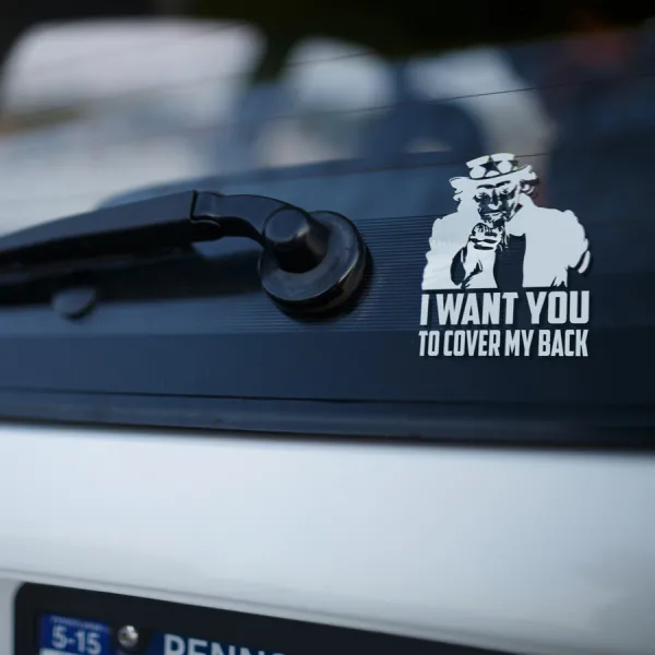 2x Pair I Want You To Cover My Back Uncle Sam USA American Patriotic Street Drag Night Run Racing Drift Circuit Outlaw Tuning Car Vinyl Sticker Decal>