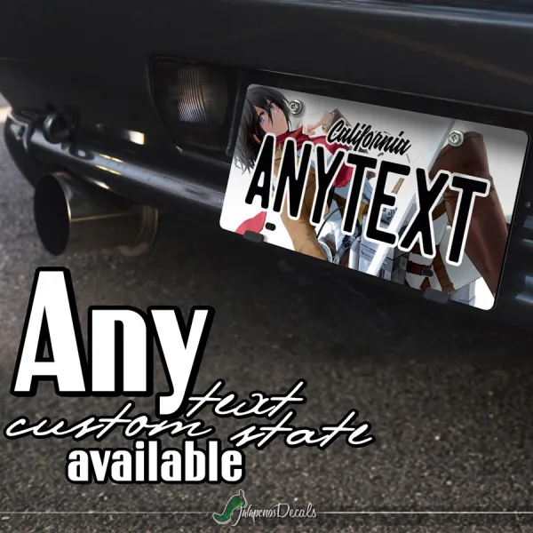 Mikasa Ackerman Wall Rose Survey Corps Special Operations Squad CUSTOM ANY TEXT STATE Printed Aluminum Composite Car Vanity License Plate>