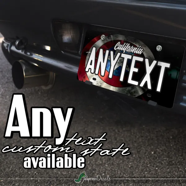 Steve Rogers Shield Star Comic CUSTOM ANY TEXT STATE Printed Aluminum Composite Car Vanity License Plate>