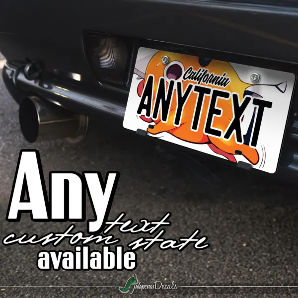 Pochita Devil Denji Heart Pull Cord Public Safety Cute Kawaii CUSTOM ANY TEXT STATE Printed Aluminum Composite Car Vanity License Plate>