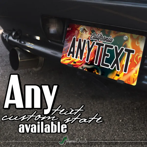 Kyojuro Rengoku Flame Hashira Breathing Demon Corps Weeb Anime Manga CUSTOM ANY TEXT STATE Printed Aluminum Composite Car Vanity License Plate>