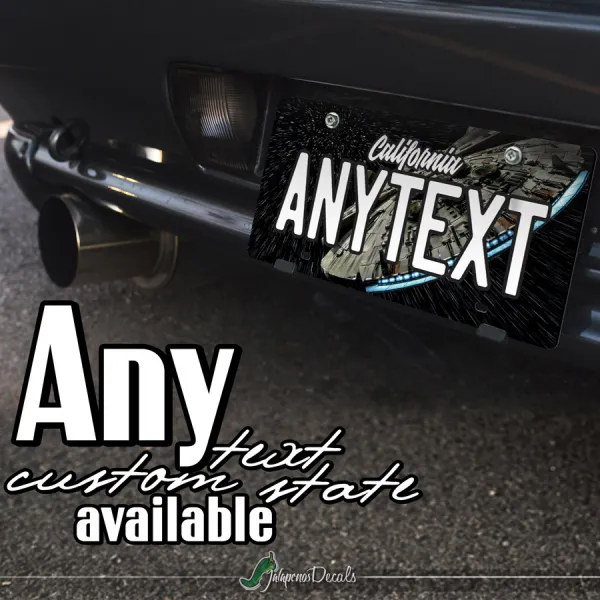 Millennium Falcon Starship Clone Han Solo Galactic Rebel Alliance Jedi CUSTOM ANY TEXT STATE Printed Aluminum Composite Car Vanity License Plate>