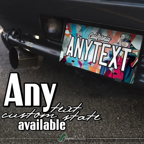 Zero Two Code 002 v1 Strelizia Sutorerichia Sexy Girl Anime Manga CUSTOM ANY TEXT STATE Printed Aluminum Composite Car Vanity License Plate>