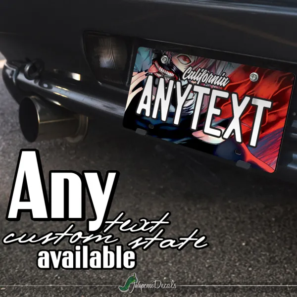 Ken Kaneki Mask Blood Manga Anime CUSTOM ANY TEXT STATE Printed Aluminum Composite Car Vanity License Plate>