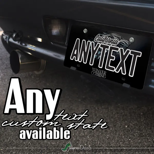 House Stark Wolf Direwolf Winterfell Arya Sansa Jon Snow Winter is Coming CUSTOM ANY TEXT STATE Printed Aluminum Composite Car Vanity License Plate>