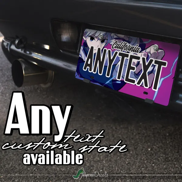 Killua Zoldyck v2 Rookie Godspeed Bloodlust Anime Manga Otaku Weeb CUSTOM ANY TEXT STATE Printed Aluminum Composite Car Vanity License Plate>
