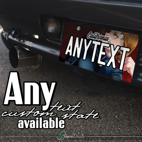 Nobara Kugisaki Sorcerer Hammer Nails Straw Doll Waifu CUSTOM ANY TEXT STATE Printed Aluminum Composite Car Vanity License Plate>