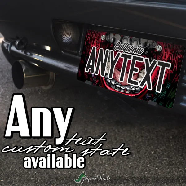 Hahaha Why So Serious v3 Comic Suicide Smile CUSTOM ANY TEXT STATE Printed Aluminum Composite Car Vanity License Plate>