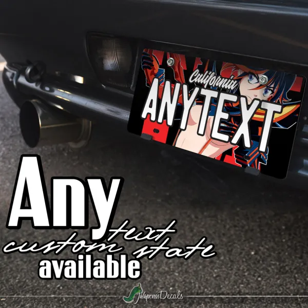 Ryuko Matoi Scissor Blade v3 Senketsu Goku Uniform Hot Boobs Anime Manga CUSTOM ANY TEXT STATE Printed Aluminum Composite Car Vanity License Plate>