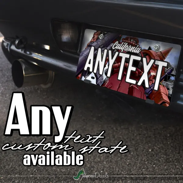 MS-06S Zaku II Commander Type Char Aznable 指揮官用ザクII Principality Of Zeon Anime Manga CUSTOM ANY TEXT STATE Printed Aluminum Composite Car Vanity License Plate>